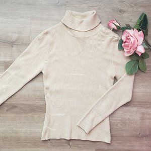Worthington gold turtleneck sweater metallic rayon
